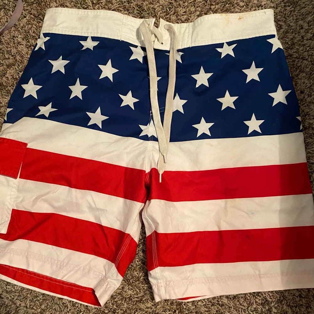 American flag swimming shorts